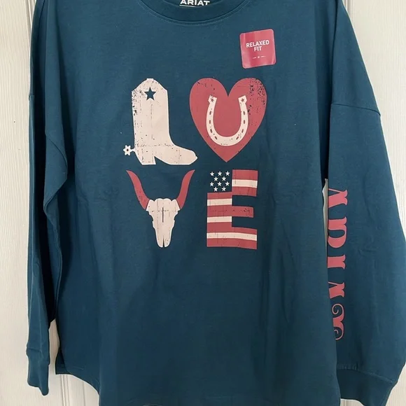 ARIAT NWT LOVE OVERSIZED TEE in XL - Picture 4 of 7